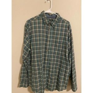 Woolrich Green Plaid Long‎ Sleeve Button Up Shirt Cotton Men’s Size Large Pocket